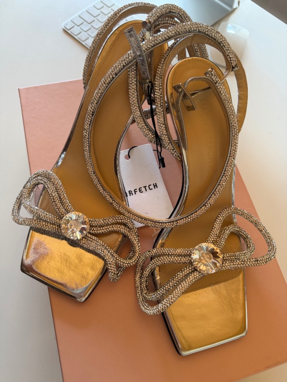 Mach & Mach Crystal Double Bow Embellished Sandal's